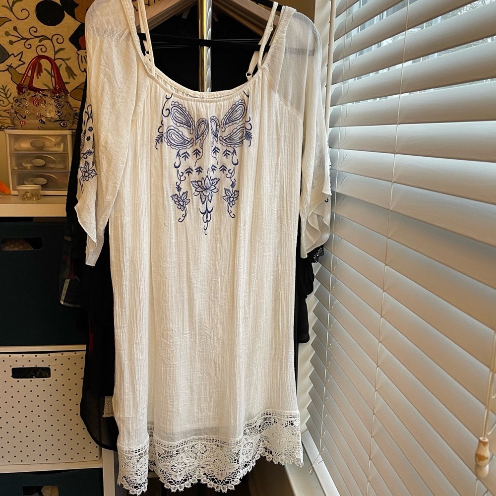 Loralette white embroidered and lace dress